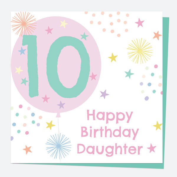 Daughter Birthday Card - Girls Balloons Age 10
