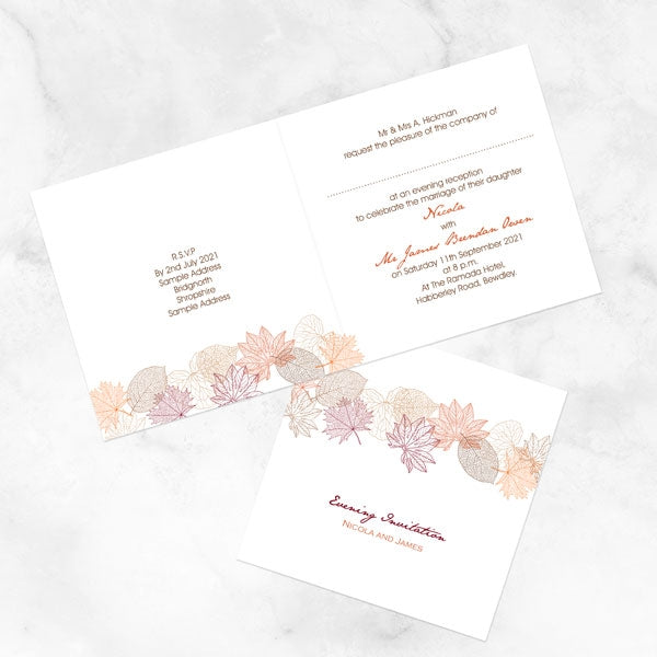 Delicate Autumn Leaves Evening Invitation