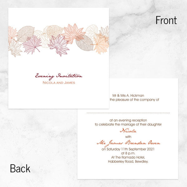 Delicate Autumn Leaves Evening Invitation