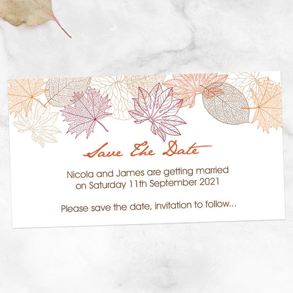 Delicate Autumn Leaves Save the Date Magnets