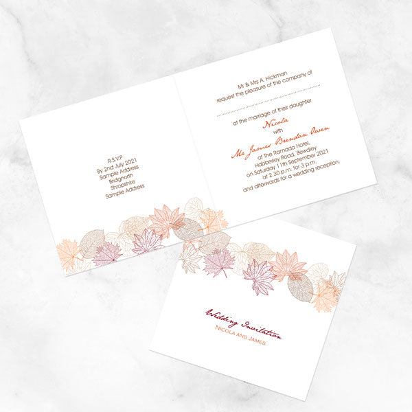 Delicate Autumn Leaves Wedding Invitation