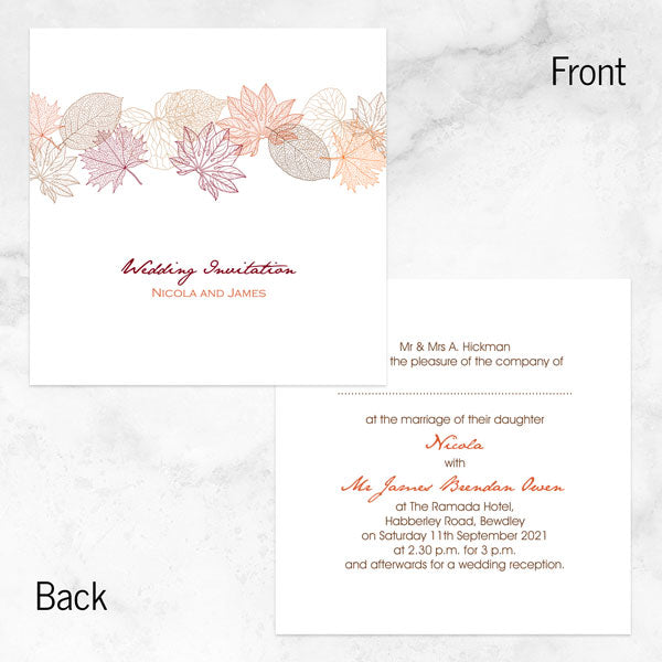 Delicate Autumn Leaves Wedding Invitation