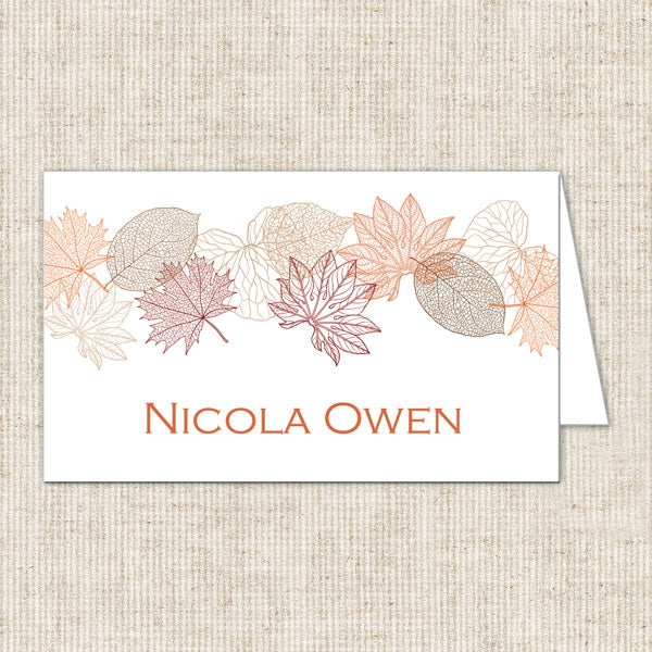 Delicate Autumn Leaves Place Card