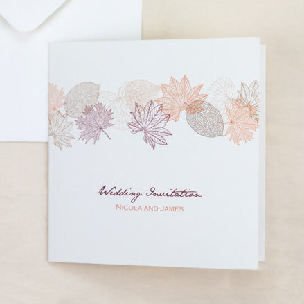 Delicate Autumn Leaves Wedding Invitation