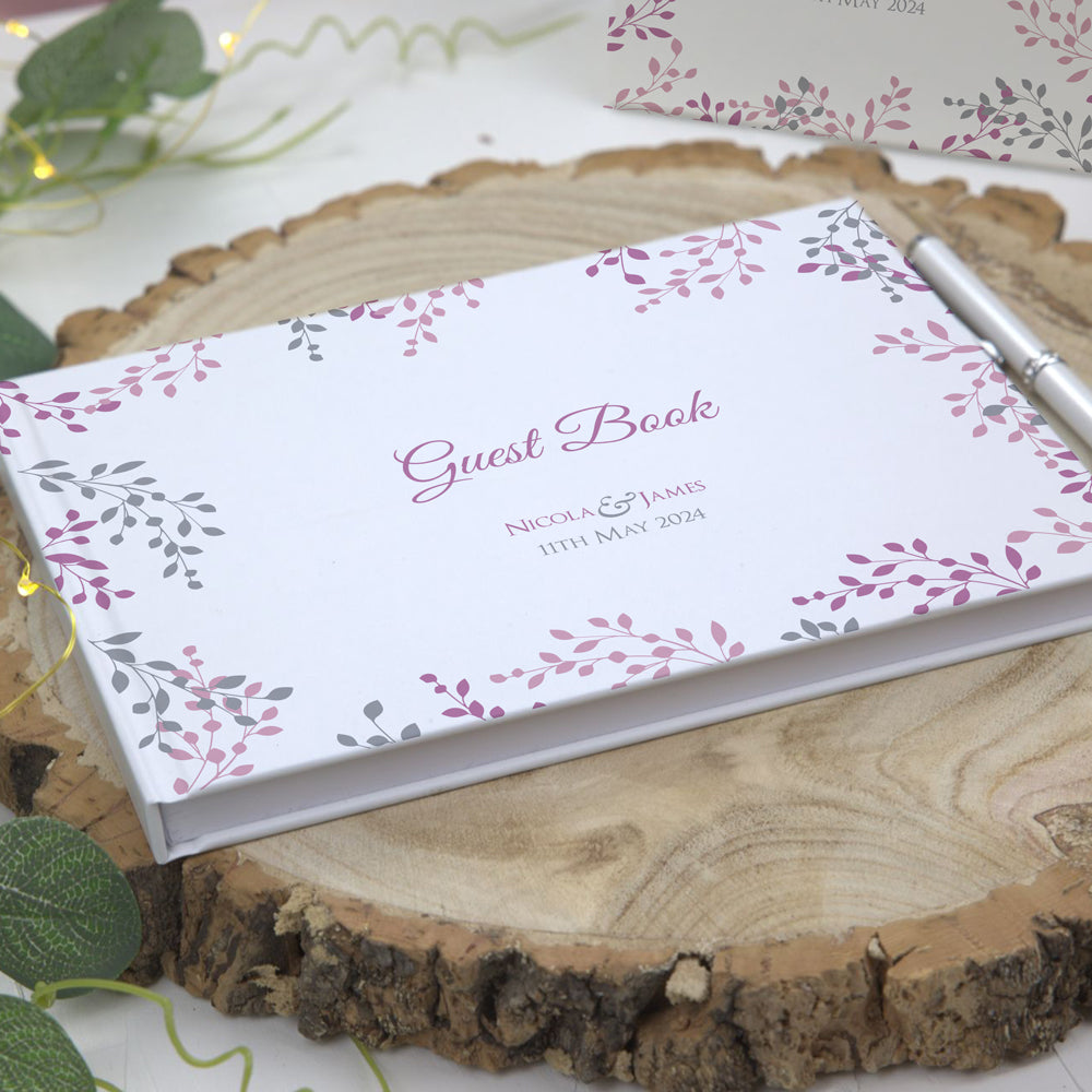 Delicate Leaf Border - Wedding Guest Book