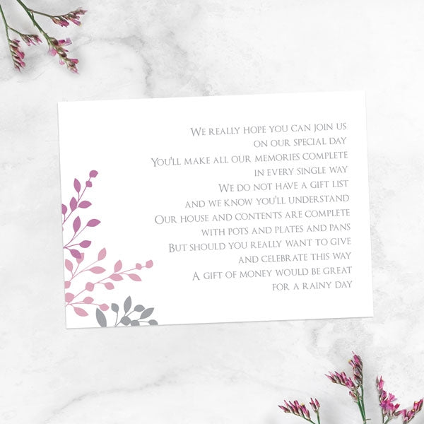 Delicate Leaf Border Gift Poem Card