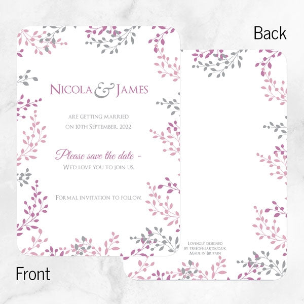 Delicate Leaf Border Save the Date Cards
