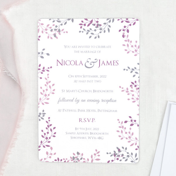 category header image Delicate Leaf Border Wedding Invitation