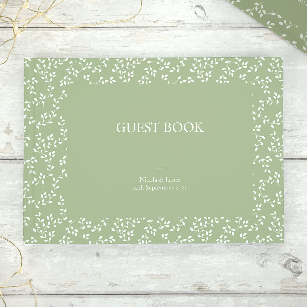 Delicate Leaf Pattern - Iridescent Wedding Guest Book