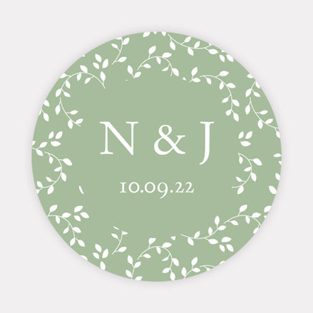 Delicate Leaf Pattern Wedding Stickers - Pack of 35