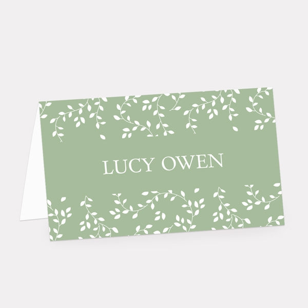Delicate Leaf Pattern Iridescent Place Card