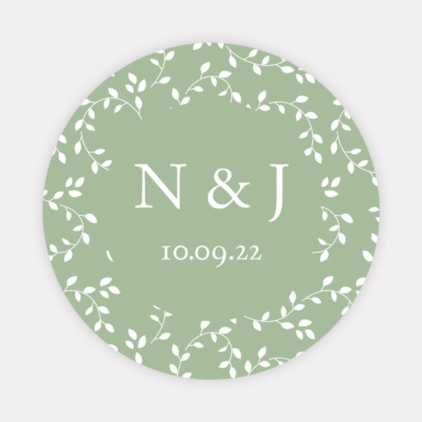 Delicate Leaf Pattern Wedding Stickers - Pack of 35