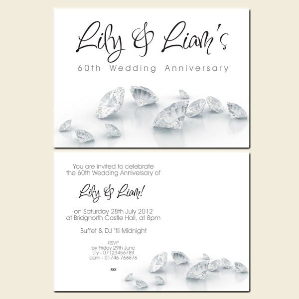 60th Wedding Anniversary Invitations - Diamonds