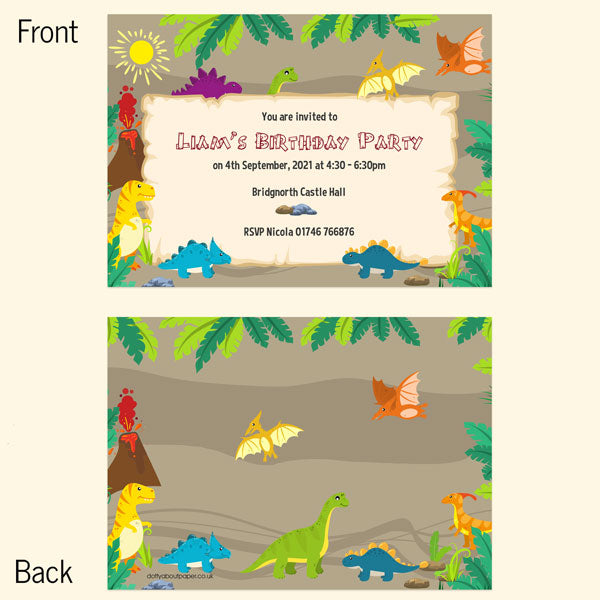 Kids Birthday Invitations - Dinosaur World - Pack of 10