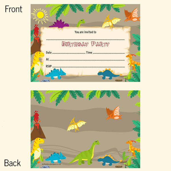 Kids Birthday Invitations - Dinosaur World - Pack of 10