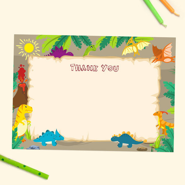 Ready to Write Kids Thank You Cards - Dinosaur World - Pack of 10