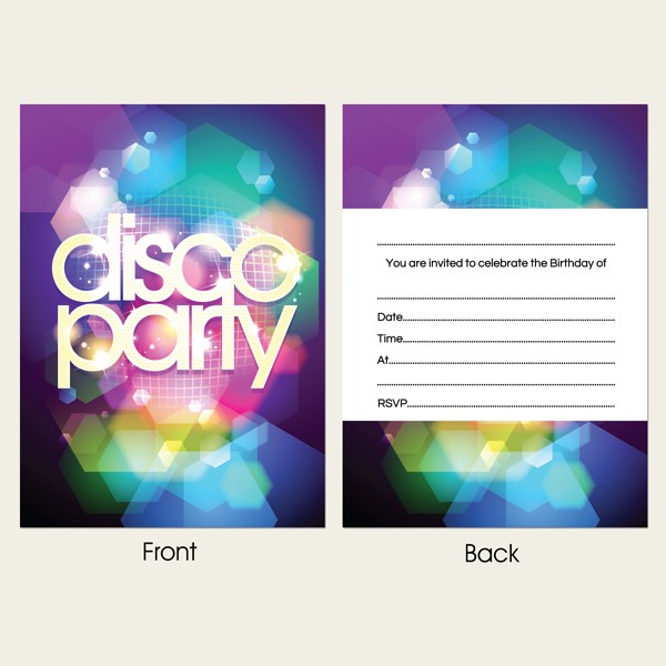 Ready to Write Kids Birthday Invitations - Disco Party - Pack of 10