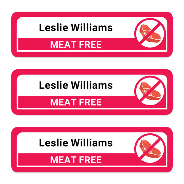 Care Home - Medium Personalised Stick On Waterproof (Equipment) Allergy Name Labels - Meat - Pack of 36