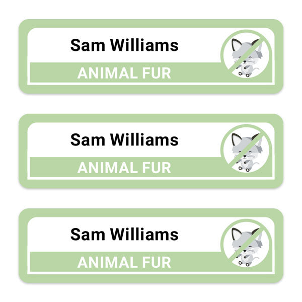Medium Personalised Stick On Waterproof (Equipment) Allergy Name Labels - Animal Fur - Pack of 36
