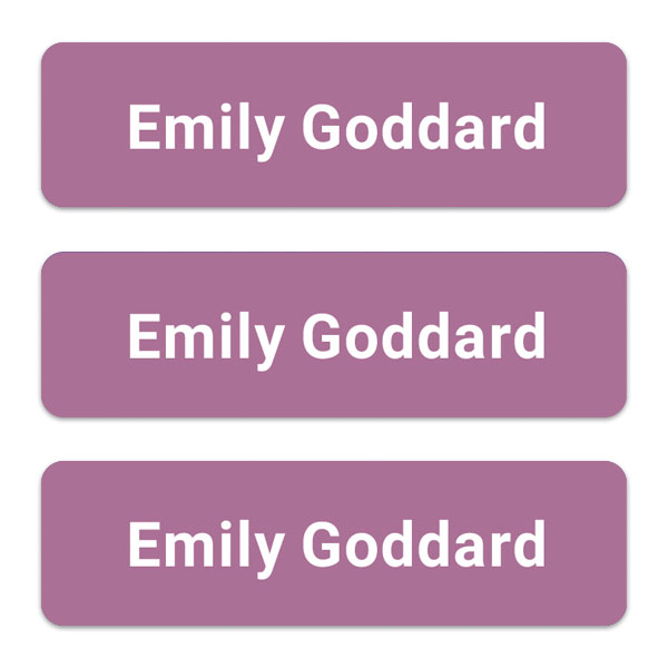 Care Home - Medium Personalised Stick On Waterproof (Equipment) Name Labels - Mauve - Pack of 36