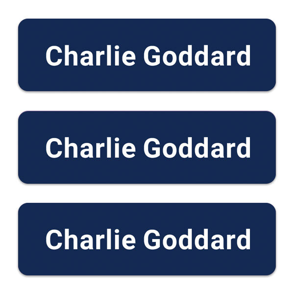 Care Home - Medium Personalised Stick On Waterproof (Equipment) Name Labels - Navy - Pack of 36