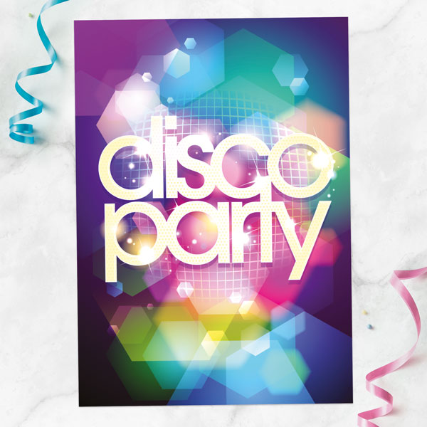 Personalised Kids Birthday Invitations - Disco Party - Pack of 10