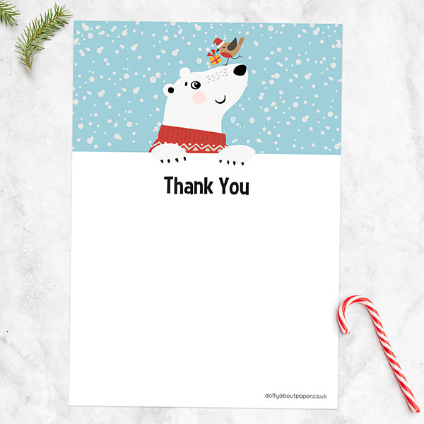 Polar Bear & Robin - Christmas Thank You Notelet - Pack of 20 - Fast ...