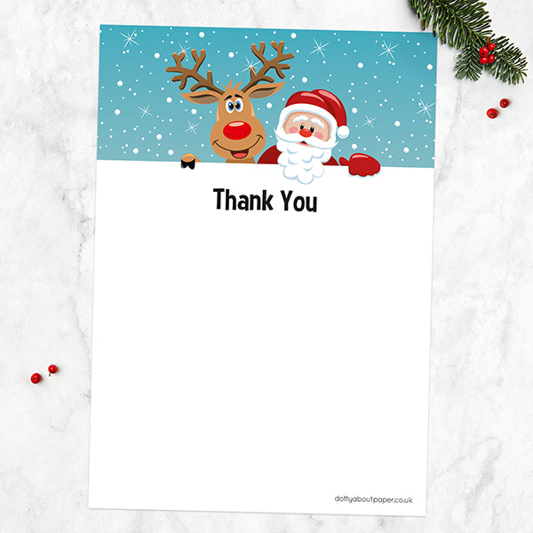 Santa & Rudolph - Christmas Thank You Notelet - Pack of 20