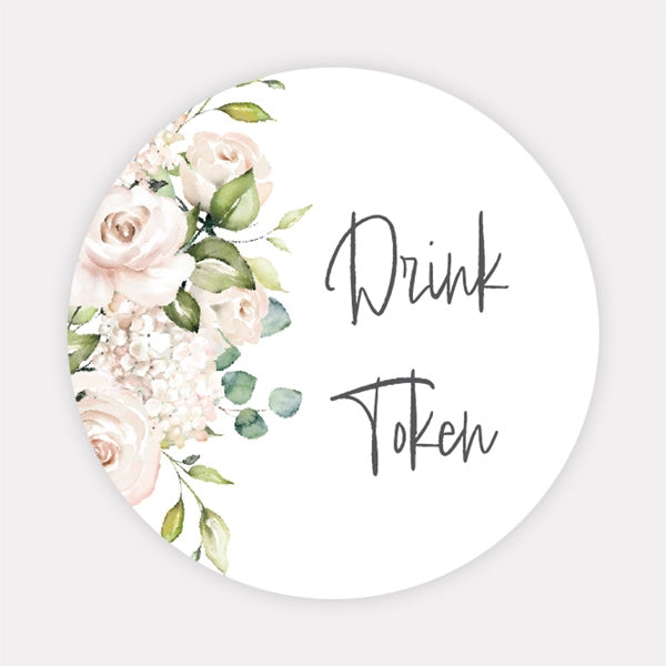 Cream Roses - Drink Tokens - Pack of 30