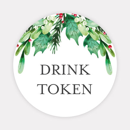 Festive Foliage - Iridescent Drink Tokens - Pack of 30