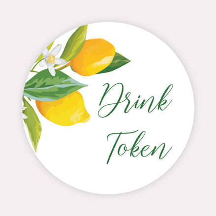 Lemon Citrus - Drink Tokens - Pack of 30