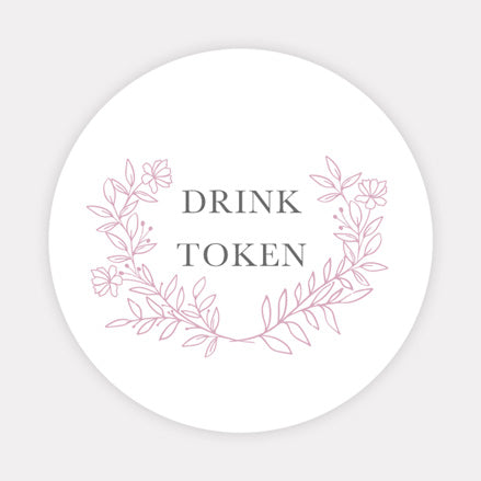 Monogram Floral Crest - Drink Tokens - Pack of 30