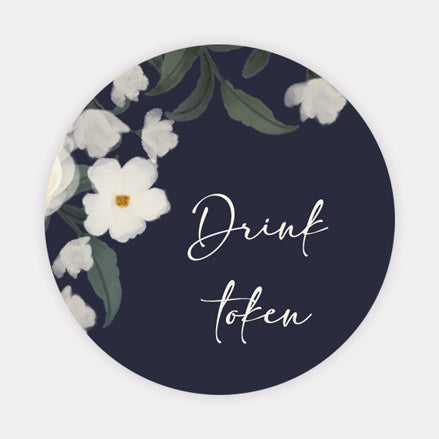 Navy Country Flowers - Drink Tokens - Pack of 30