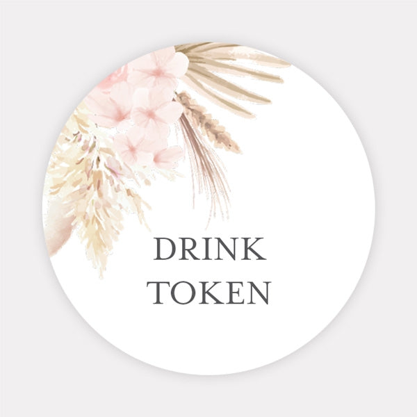 Pampas Floral - Drink Tokens - Pack of 30
