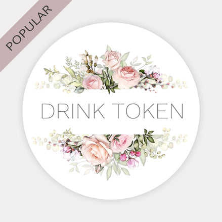Pink Country Flowers - Drink Tokens - Pack of 30