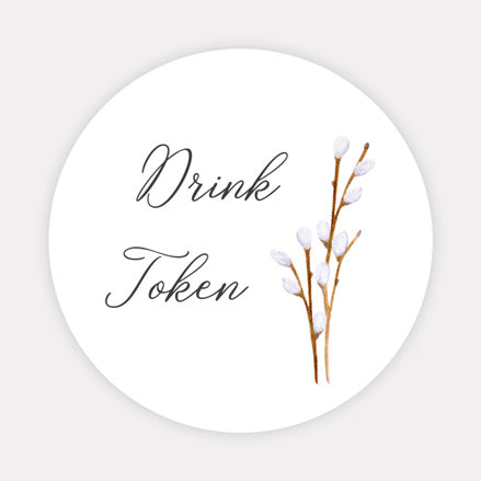 Watercolour Pussy Willow - Iridescent Drink Tokens - Pack of 30