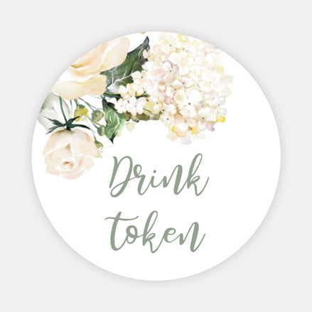 White Country Bouquet - Drink Tokens - Pack of 30