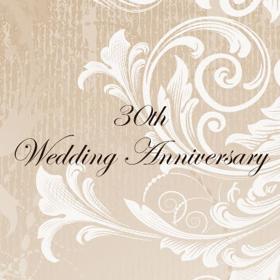 30th Wedding Anniversary Invitations - Eggshell White Swirls
