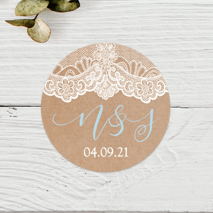 Elegant Lace Wedding Stickers - Pack of 35