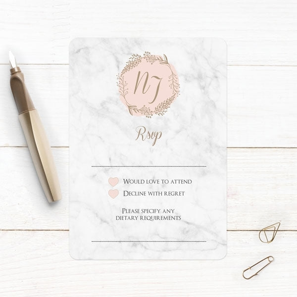 Elegant Marble Blush RSVP Cards