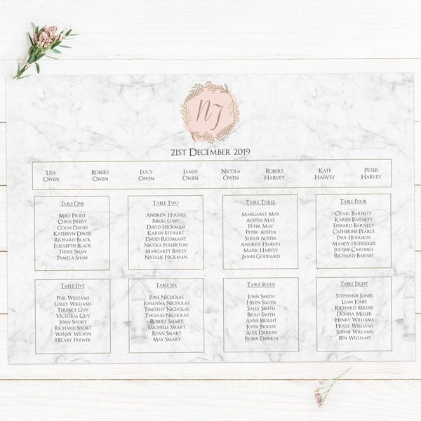 Elegant Marble Blush Table Plan