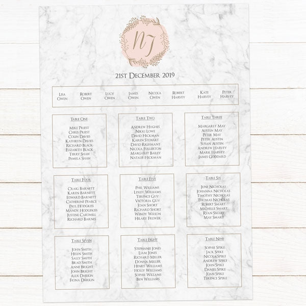 Elegant Marble Blush Table Plan