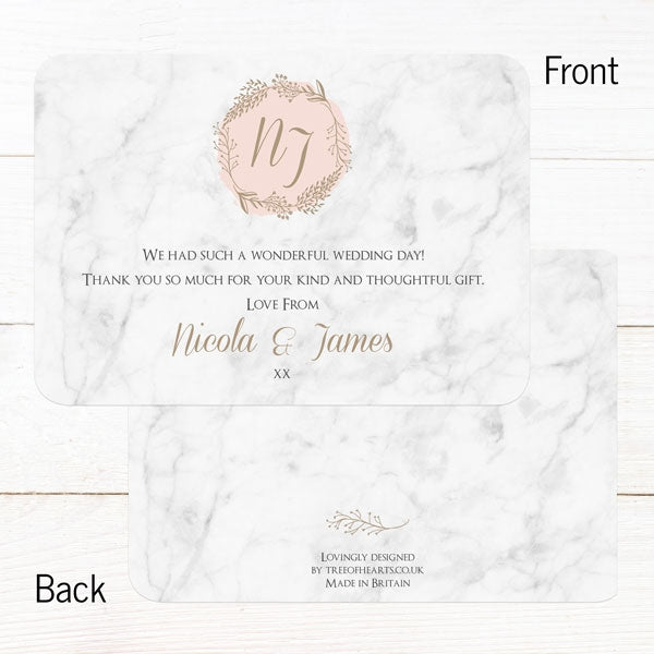 Elegant Marble Blush Thank You Card