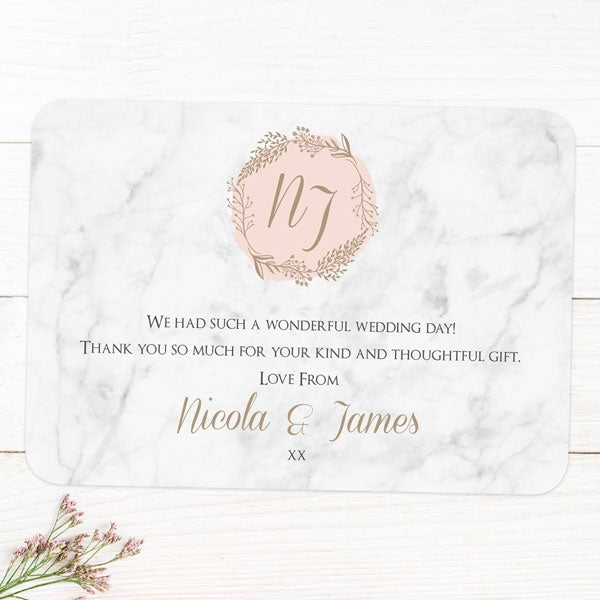 Elegant Marble Blush Thank You Card