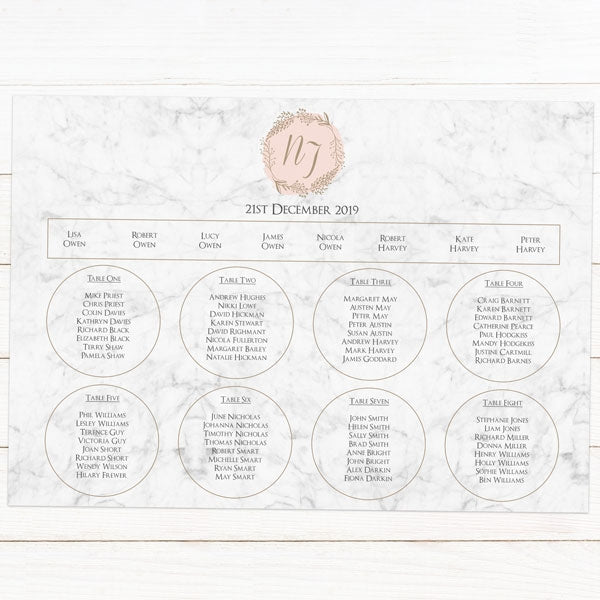 Elegant Marble Blush Table Plan