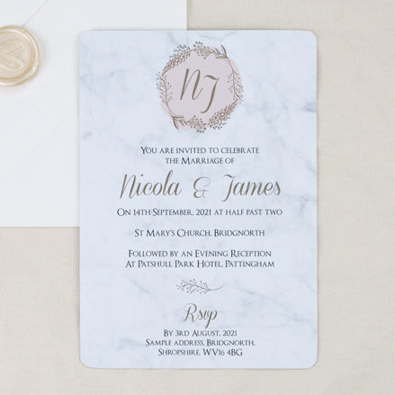 Elegant Marble Blush Wedding Invitation