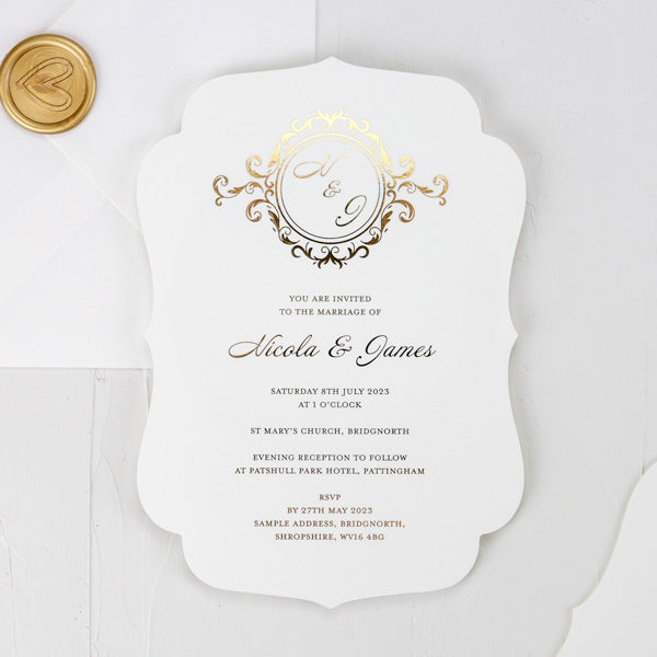 Elegant Monogram Foil Wedding Invitation