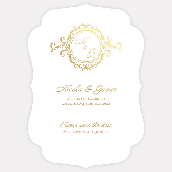 Elegant Monogram Foil Save the Date Cards