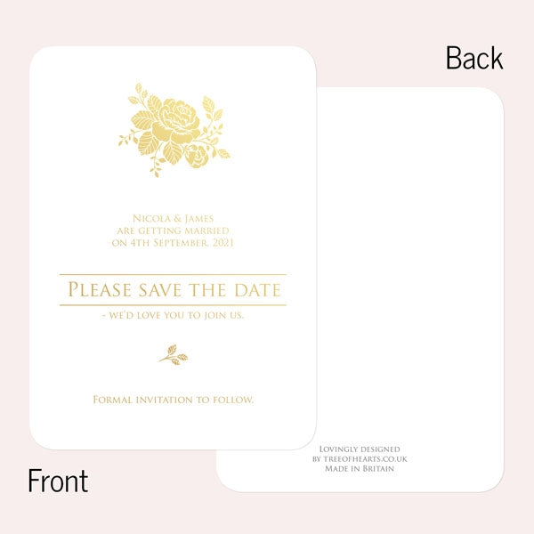 Elegant Rose Foil Save the Date Cards