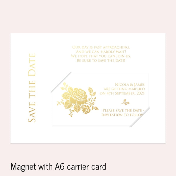 Elegant Rose Foil Save the Date Magnets